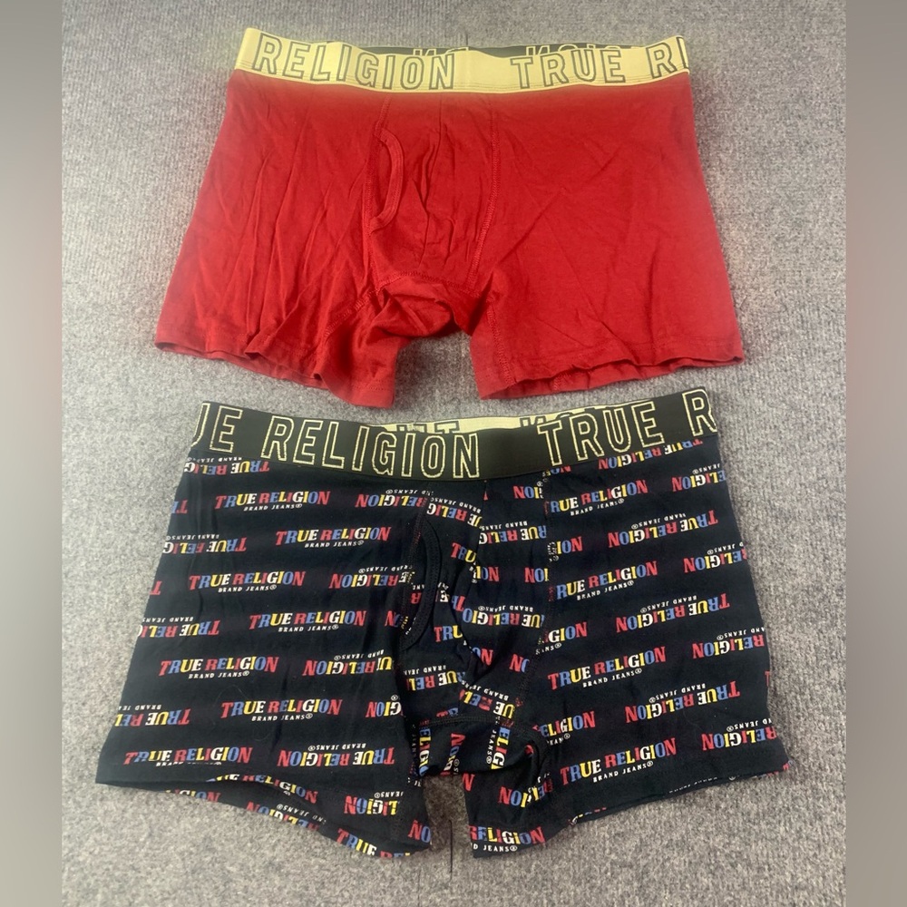 True Religion Mens 100% Cotton Brief Boxer Underwear 2 Pcs Size L Multicolor